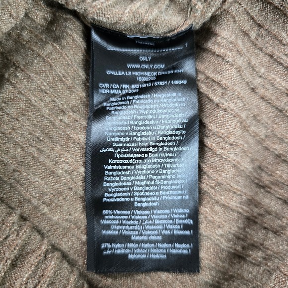 NWT ONLY Tan High Neck Belted Cable Knit Sweater Dress Malt Ball Soft Warm XL - Picture 10 of 14